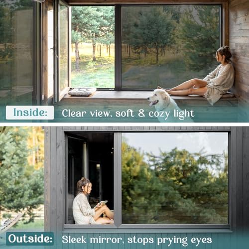 Haton Window Tint for Home, One Way Film, Black Silver 35.4" x 78.7" - Image 5