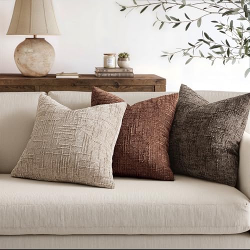 MIULEE Chenille Textured Throw Pillow Covers Terracotta 20x20 Set of 2 - Image 5