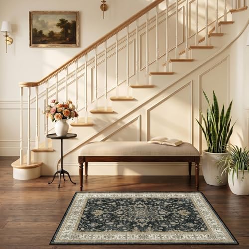 RELEANY Washable Area Rug, Small 2'6"x4', Black/Vintage/Beige - Image 2