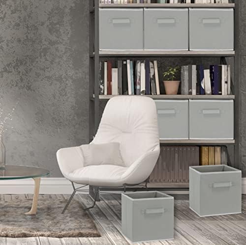 Simple Houseware 11-Inch Foldable Cube Storage Bins, Gray, 6-Pack - Image 3