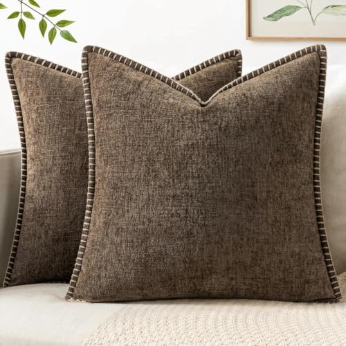 MIULEE Decorative Couch Throw Pillow Covers 18x18 Inch Brown 2 Pack by MIULEE