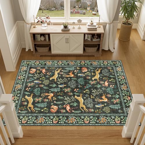DUKINO 3x5 Rug, Washable Animal Area Rug for Bedroom Non Slip, Black - Image 6