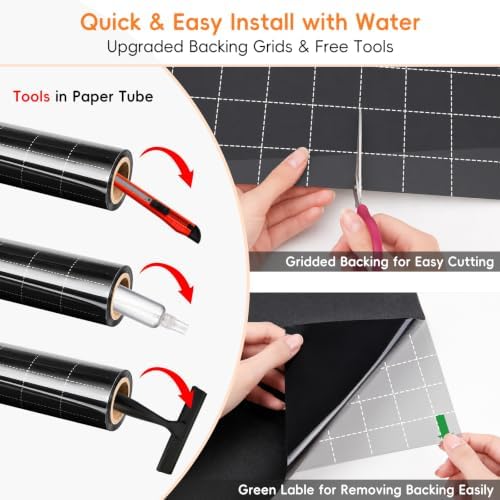 Blackout Window Privacy Film, Removable Window Cover Static Cling, Darkening Light Heat Blocking, Window Tint for Home Garage Bedroom Day Sleep, Black 29.5 Inch * 78.74 Inch - Image 5