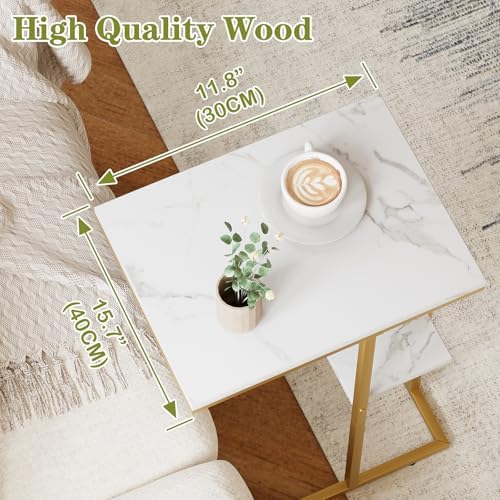 C Shaped End Table, Couch Side Table that Slide Under - Image 3