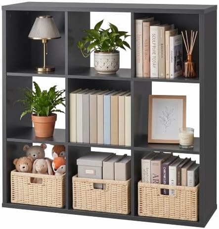 9 Cube Storage Organizer, Multifunctional Bookcase, Black Cube Bookshelf by ALPEN