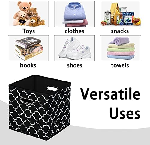 Black Foldable Storage Cubes Bins , Fabric Storage Box Cubes Organizer Baskets with Dual Handles for Home Organizer Black Light - Image 3