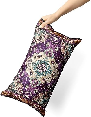 Snycler Boho Throw Pillow Covers 12x20 inch Set of 2 Boho Rug Carpet Double Sided Pattern Cotton Soft Pillow Case Cushion Cover Pillowcase for Couch Sofa Bed Decorative (Purple) - Image 3