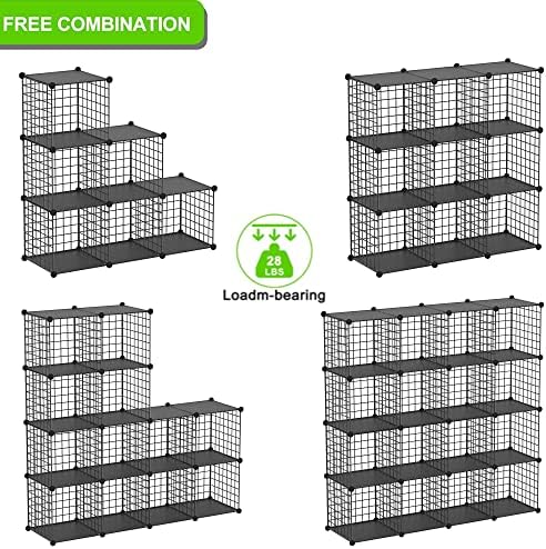 Wire Cube Storage Organizer, 20-Cube Metal Storage Shelves Bookshelf, Stackable Modular Closet Organizer for Bedroom Living Room, Office, Storage Shelves - Image 4