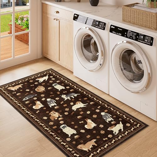 DUKINO 2x4 Rug Runner, Washable Dog Bathroom Rug Soft Non Slip, Brown - Image 3