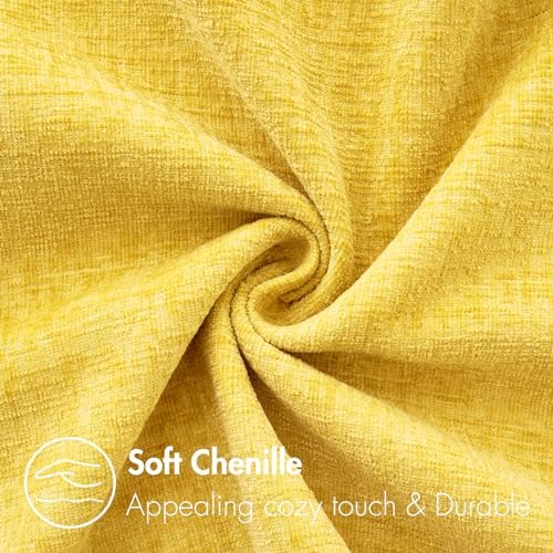 MIULEE Soft Chenille Throw Pillow Covers Yellow 20x20 Inch Pack of 2 - Image 2
