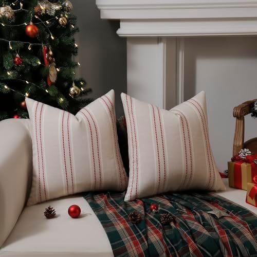 Hckot Christmas Pillow Covers 24x24 Set of 2 Xmas Decorative Pillows Red - Image 2