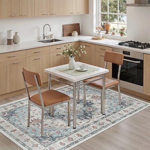 Madane Area Rug 4x6 Washable Rugs Vintage for Living Room, Blue by Madane