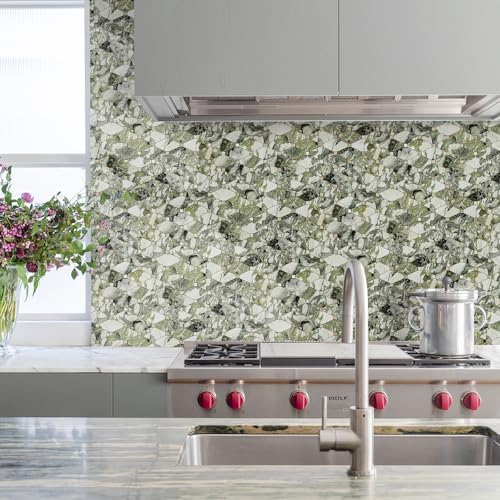 STICKGOO 10 Sheets Peel and Stick Backsplash, Polished Green Marble - Image 2