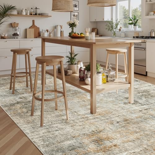 Soalmost 9x12 Area Rugs for Living Room Washable Rug Abstract Orange/Brown - Image 3