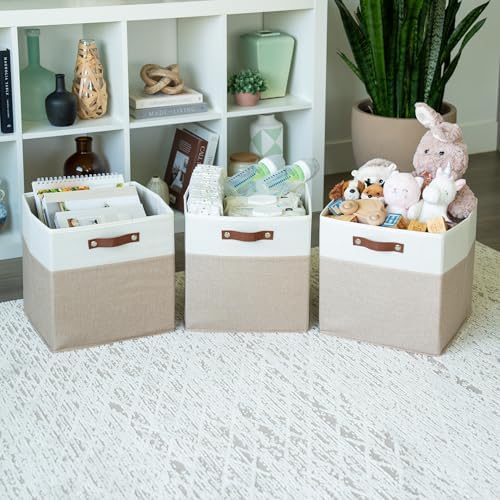 OrganiHaus 13x13 Cube Storage Bins, Set of 4 - Fabric Storage Cubes - Image 4