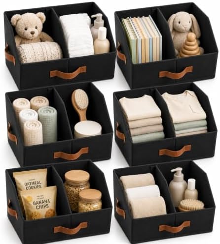 HOMELUX THEORY Closet Organizers Storage, Small Collapsible Bin 6pc, Black by HomeluxTheory
