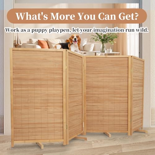 Room Divider Folding Privacy Screens,Hand-Made Natural Bamboo Room Dividers - Image 6