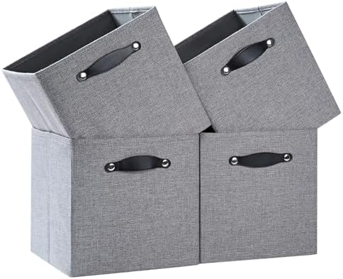 Cube Storage Bins | 13"x15"x13", Dim Gray, 4 Pack by FABINADO