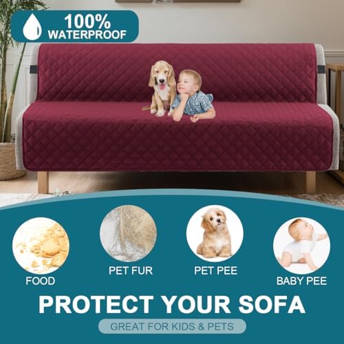 Turquoize 100% Waterproof Futon Cover Slipcover Armless Sofa Protector - Image 2
