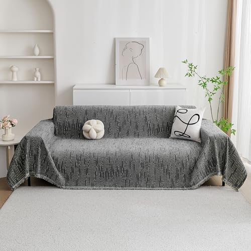 MYSKY HOME Couch Covers for Sofa, Dog Couch Cover Protector, Dark Grey Lines Sofa Covers for Sectional L Shape, Pets Couch Throw Cover Washable Durable Large Couch Cover for Dogs, Cats, 91"X118" - Image 3