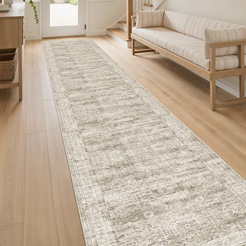 Soalmost Runner Rug 2x10 Washable Non-Slip Hallway Kitchen Runners Brown - Image 3