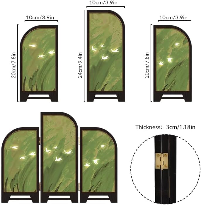Tabletop Folding Screen, Green Flying Bird Desk Partition - Image 2