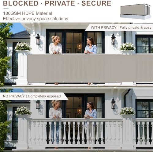 SUNNY GUARD 3' x 16' Balcony Privacy Screen, HDPE Patio Railing Cover Fence - Image 3