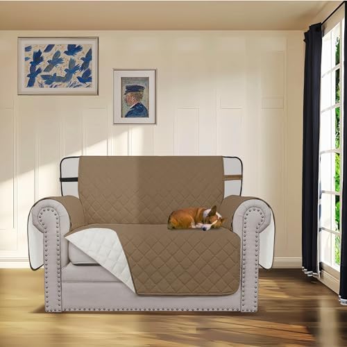 Easy-Going Reversible Couch Cover, Chair 30 in, Camel/Ivory - Image 2