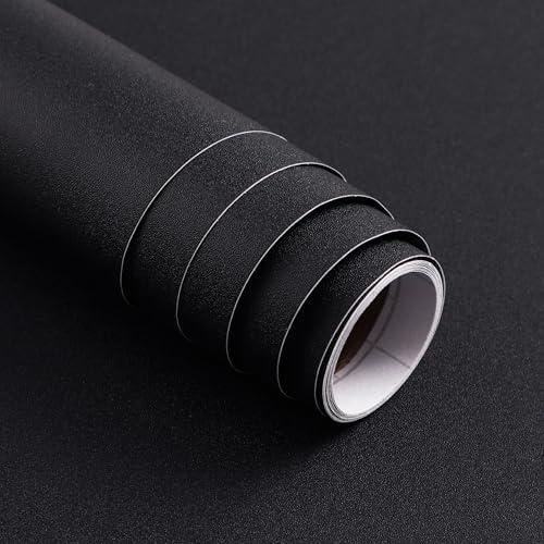 15.7" x 787" Black Wallpaper Matte Black Contact Paper Self Adhesive Peel and Stick Wallpaper Removable Vinyl Film Decorative for Desk Wallcovering Furniture Countertop Cabinet by Micpolo