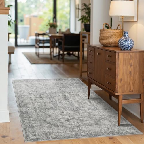 Rugxara 3x5 Rug for Entryway Bedroom Washable Area Rugs Carpet, Grey - Image 3