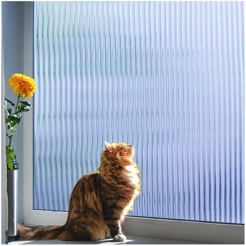 Coavas Reeded Glass Window Privacy Film, 3D Fluted Adhesive, 17.5"x118.1" by Coavas