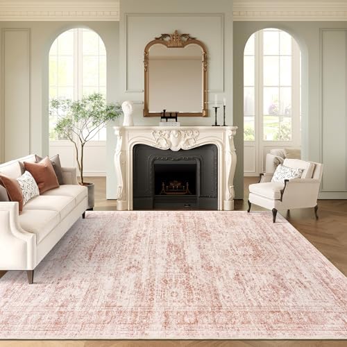 Soalmost 9x12 Area Rugs for Living Room Washable Rug Non-Slip Pink by Soalmost