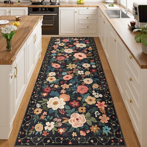 DUKINO 3x8 Kitchen Runner Rug, Washable Rug for Hallway Non Slip, Black - Image 5
