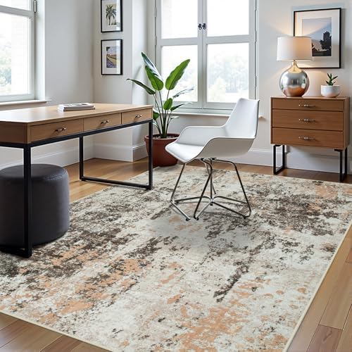5x8 Area Rugs for Living Room Washable Bedroom Dining Room Brown Beige - Image 3