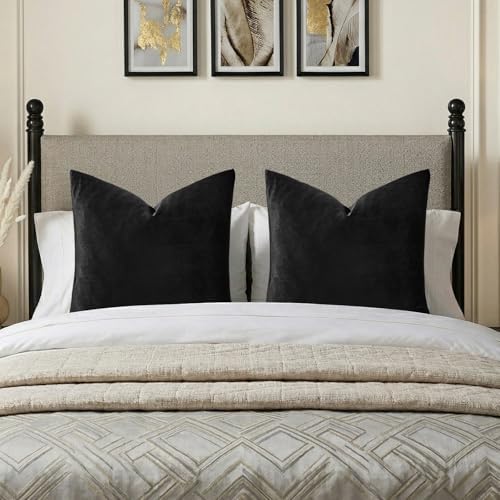 GIGIZAZA Black Velvet Pillow Covers 26x26 Decorative Pillows Pack of 2 by GIGIZAZAFocusingonhomedecoration