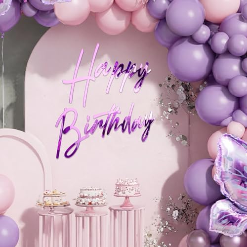 Yousoontic Happy Birthday Sign for Backdrop, 23 x 20 Inch, Classic, Purple - Image 5