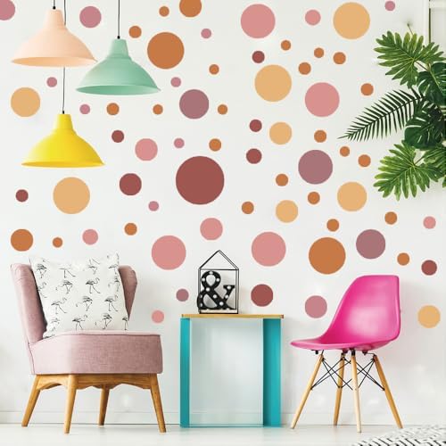 230 PCS Boho Polka Dot in Vintage Terracotta Warm Tones Wall Decals Set | 10 sheets removable waterproof peel & stick circle wall stickers for nursery, kids room, bedroom, playroom & home decor - Image 6
