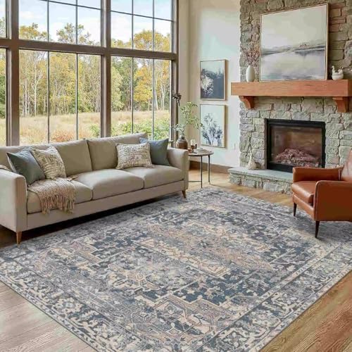 Rugxara Blue Area Rugs 5x7 Washable Rug for Living Room Bedroom by Rugxara