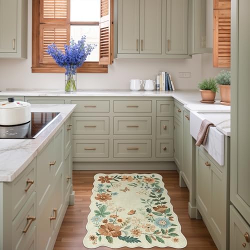 Lahome Floral Small Rug, 2X3 Kitchen Rugs Non Slip Washable Rug Ultra-Thin - Image 3