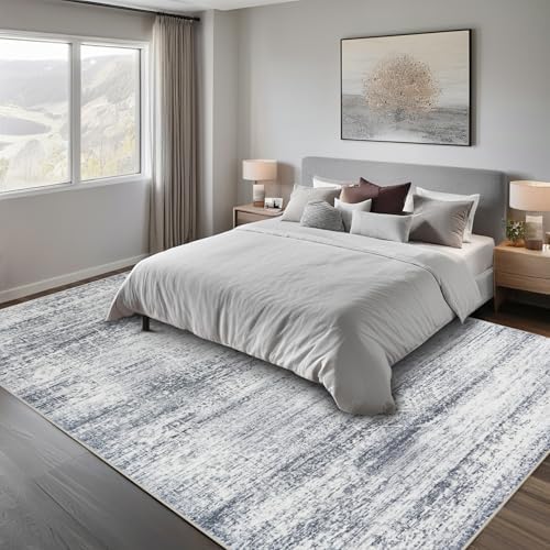 8x10 Washable Area Rugs for Living Room,Bedroom,Dining Room (Grey Cream) - Image 7