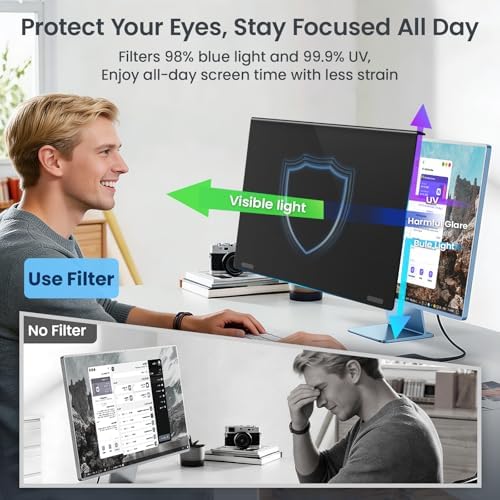 Magnetic 32 Inch Privacy Screen Filter for Computer monitor 16:9 Aspect Ratio,Removable Anti Blue Light shield with Eye Protection,Hanging Anti-Spy Protector PC - Image 5