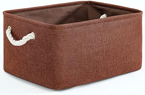 TheWarmHome Decorative Basket Rectangular Fabric Storage Bin Organizer Basket with Handles for Clothes Storage (Brown, Large-1Pack,15L*10.5W*8H) by TheWarmHome