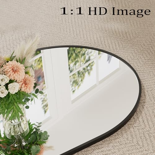 Full Length Mirror, 71''x30'' Floor Mirror with Stand, Arched Wall Mounted Mirror, Large Full Body Mirror with Aluminum Frame Hanging or Leaning for Bedroom, Living Room, Cloakroom (Black) - Image 6