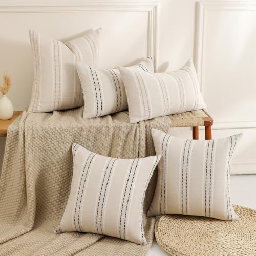 Hckot Black Striped Throw Pillow Covers 20x20 Set of 2 Boho Pillow Covers - Image 5