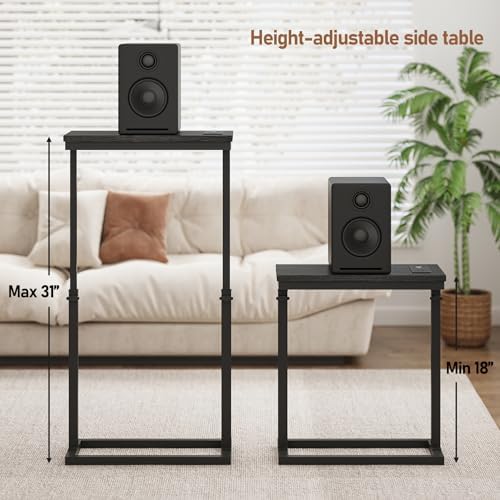 TUTOTAK End Table with Charging Station, Side Table, Tall Couch Table - Image 2