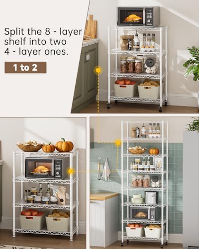 Golpart Shelves Storage Shelf Wire Closet Bathroom Organizers Metal Pantry - Image 7