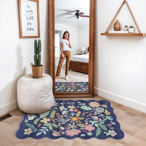 Washable 2x3 Area Rug for Entryway: Easy-Clean Carpet with Non-Slip Backing for Bedroom Kitchen Stain-Resistant Durable Low Pile Floor Mat – Perfect for High-Traffic Areas with Pets (2x3/Purple) - Image 2