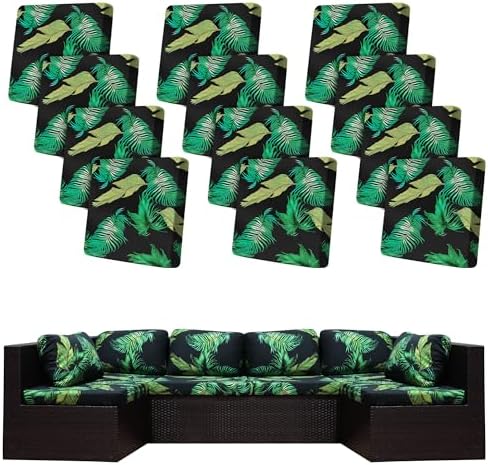 12 Pcs Outdoor Cushion Covers, Patio Sofa Cushion Covers Replacement by BIETYONE