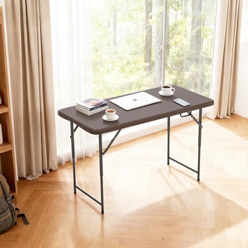 FDW | 4FT Folding Table | Brown Ratten | Portable Plastic Table - Image 2