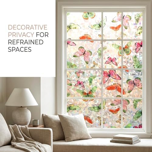 Butterfly 3D Prism Stained Glass Window Film Privacy Anti UV 35x78.7in - Image 2